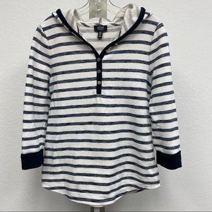 Jones New York Signature 3/4 Sleeve Hoodie French Terry Size M